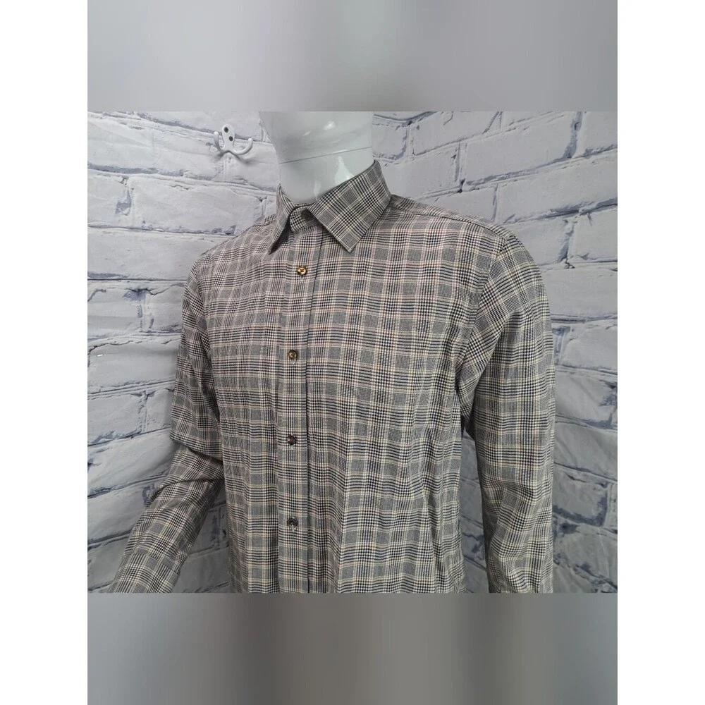NEW Banana Republic Button Down Shirt Check Houndstooth Tailored Slim Fit Medium